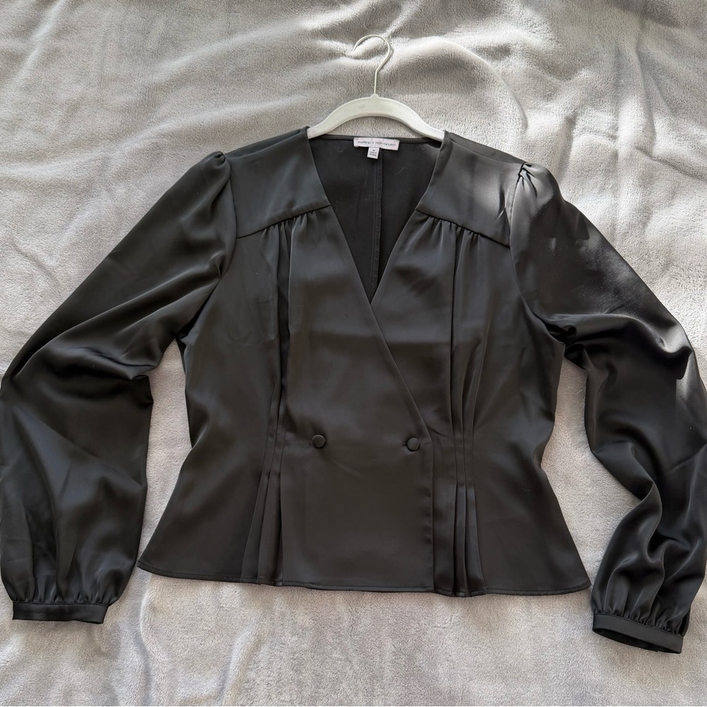 Elegant Black Tuxedo Women's Blouse